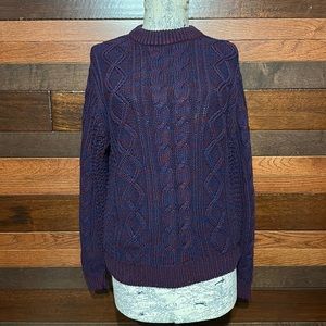 Vintage Aka Bay Crew Neck Long Sleeve Multi Colored Ribbed Knit Sweater